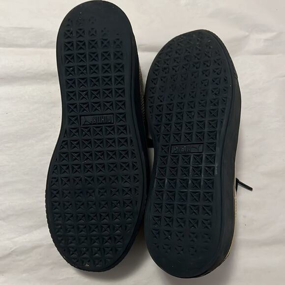 PUMA GOLD METALLIC BASKET PLATFORM SNEAKERS SIZE 8.5 - Picture 3 of 7